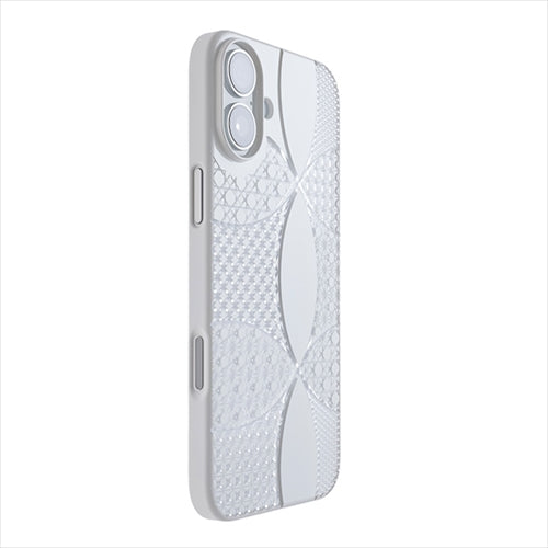 【Web限定】Air Jacket "kiriko" for iPhone 16 Plus  千代柄（七宝）(ピュアホワイト)