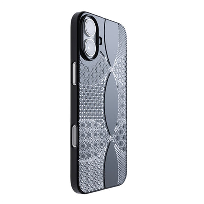 【Web限定】Air Jacket "kiriko" for iPhone 16 Plus  千代柄（七宝）(ピアノブラック)