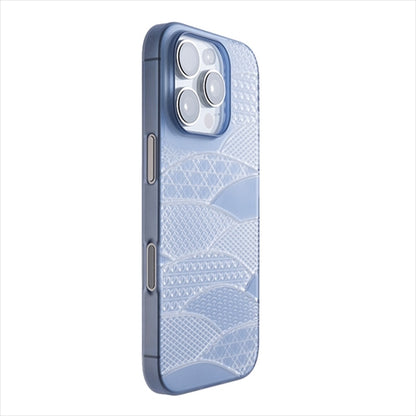 【Web限定】Air Jacket "kiriko" for iPhone 16 Pro 千代柄（扇）(クリアネイビー)