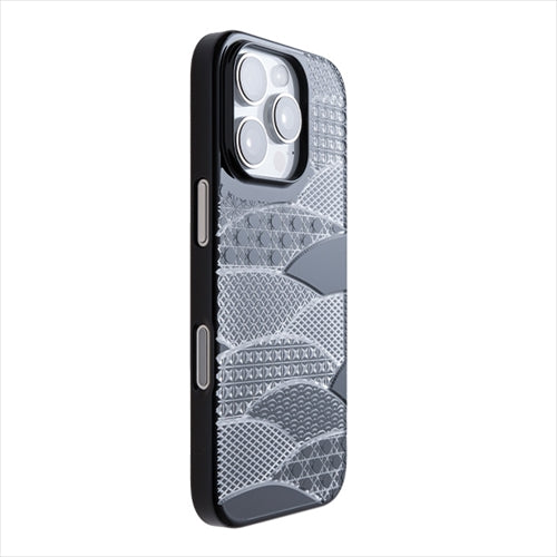 【Web限定】Air Jacket "kiriko" for iPhone 16 Pro 千代柄（扇）(ピアノブラック)