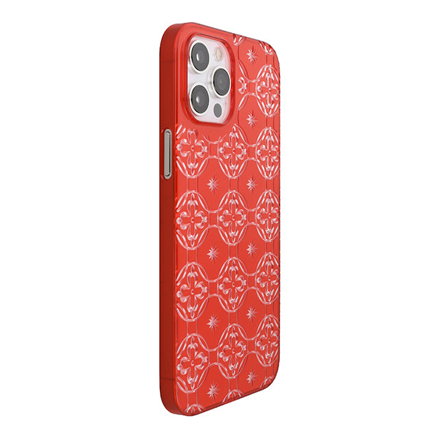 【Web限定】Air Jacket “kiriko” for iPhone12 Pro Max 七宝に花十字 (紅)