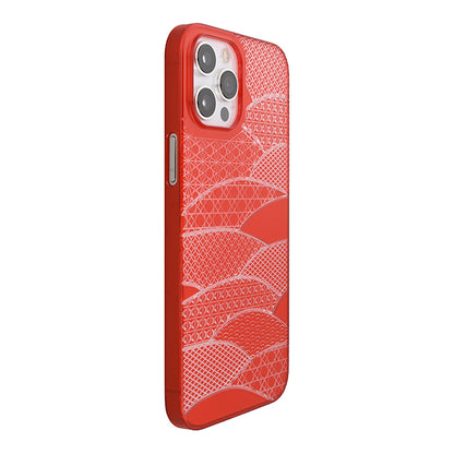 【Web限定】Air Jacket “kiriko” for iPhone12 Pro Max 千代柄・扇 (紅)