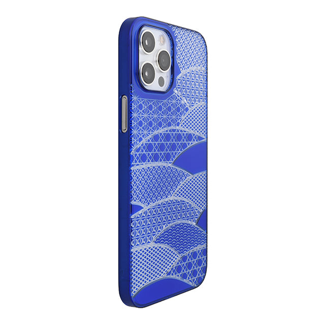 【Web限定】Air Jacket “kiriko” for iPhone12 Pro Max 千代柄・扇 (瑠璃)