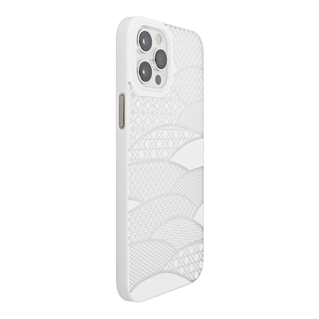 【Web限定】Air Jacket “kiriko” for iPhone12 Pro Max 千代柄・扇 (ピュアホワイト)