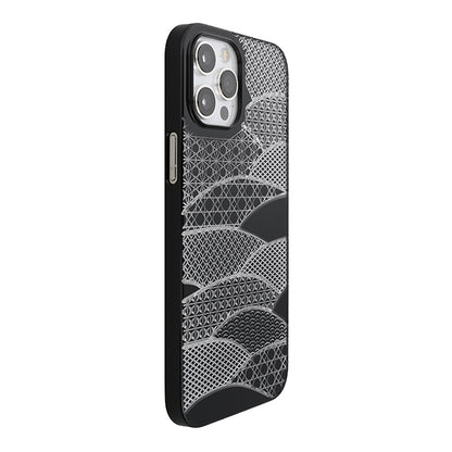 【Web限定】Air Jacket “kiriko” for iPhone12 Pro Max 千代柄・扇 (ピアノブラック)