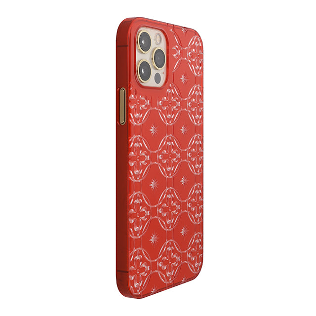 【Web限定】Air Jacket “kiriko” for iPhone12 / iPhone12 Pro 七宝に花十字 (紅)