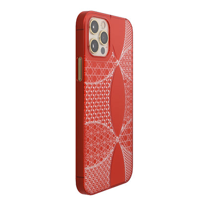 【Web限定】Air Jacket “kiriko” for iPhone12 / iPhone12 Pro 千代柄・七宝 (紅)