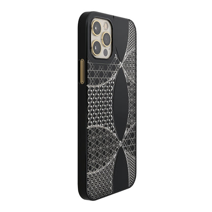 【Web限定】Air Jacket “kiriko” for iPhone12 / iPhone12 Pro 千代柄・七宝 (ピアノブラック)