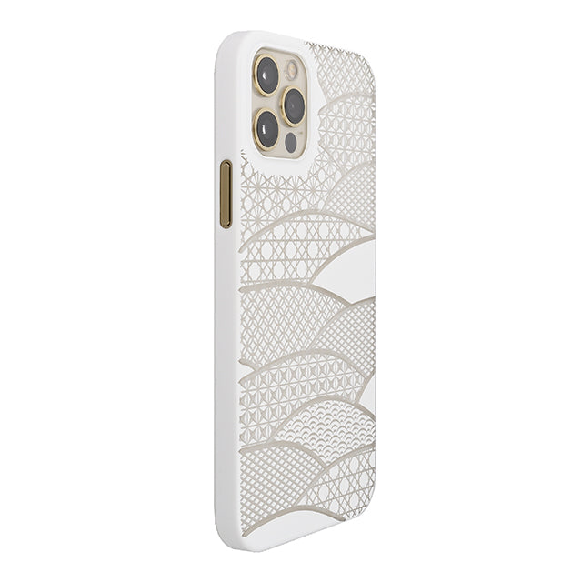 【Web限定】Air Jacket “kiriko” for iPhone12 / iPhone12 Pro 千代柄・扇 (ピュアホワイト)