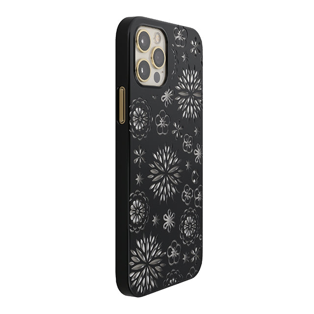 【Web限定】Air Jacket “kiriko” for iPhone12 / iPhone12 Pro 花 (ピアノブラック)