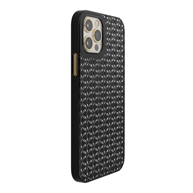 【Web限定】Air Jacket “kiriko” for iPhone12 / iPhone12 Pro 麻の葉つなぎ (ピアノブラック)