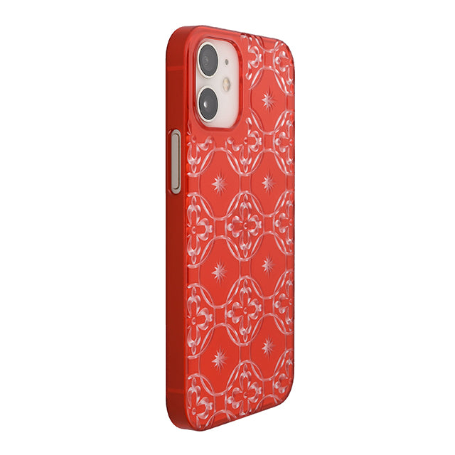 【Web限定】Air Jacket “kiriko” for iPhone12 mini 七宝に花十字 (紅)