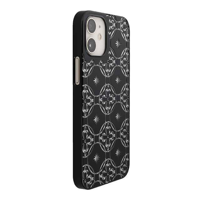 【Web限定】Air Jacket “kiriko” for iPhone12 mini 七宝に花十字 (ピアノブラック)