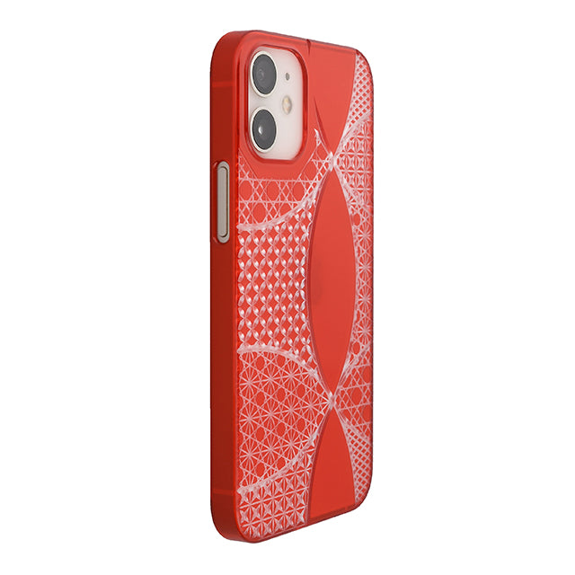 【Web限定】Air Jacket “kiriko” for iPhone12 mini 千代柄・七宝 (紅)