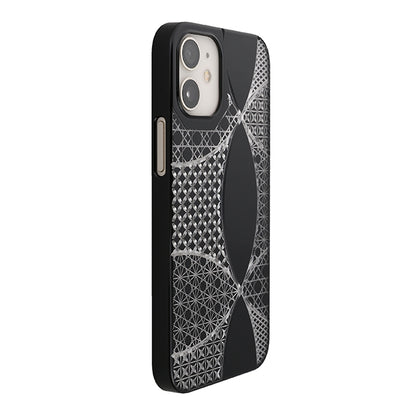 【Web限定】Air Jacket “kiriko” for iPhone12 mini 千代柄・七宝 (ピアノブラック)