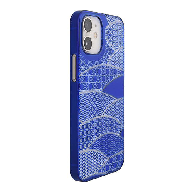 【Web限定】Air Jacket “kiriko” for iPhone12 mini 千代柄・扇 (瑠璃)