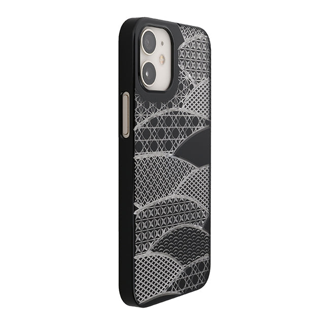 【Web限定】Air Jacket “kiriko” for iPhone12 mini 千代柄・扇 (ピアノブラック)