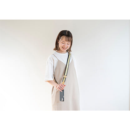 【WEB限定】P.S.SHOULDER STRAP【西陣織】 雪輪に唐草（青緑色）（縁ブラック）