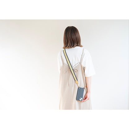 【WEB限定】P.S.SHOULDER STRAP【西陣織】 雪輪に唐草（青緑色）（縁ブラック）