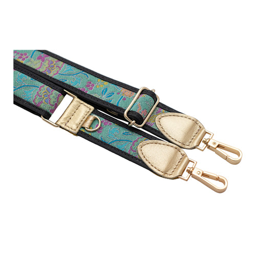 【WEB限定】P.S.SHOULDER STRAP【西陣織】 鳳凰唐草（翡翠色）（縁ブラック）