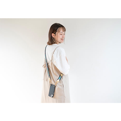 【WEB限定】P.S.SHOULDER STRAP【西陣織】 鳳凰唐草（翡翠色）（縁ブラック）