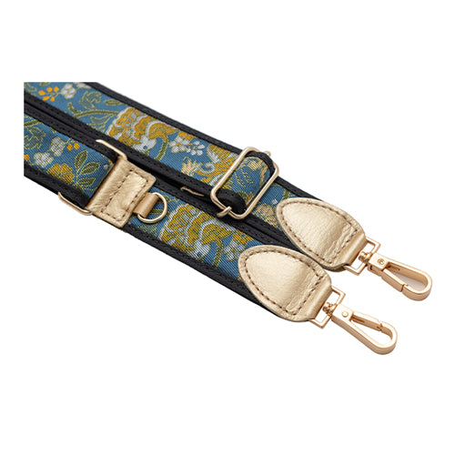 【WEB限定】P.S.SHOULDER STRAP【西陣織】 鳳凰唐草（紺色）（縁ブラック）