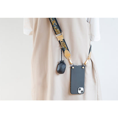 【WEB限定】P.S.SHOULDER STRAP【西陣織】 鳳凰唐草（紺色）（縁ブラック）