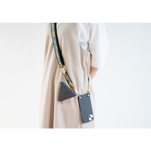 【WEB限定】P.S.SHOULDER STRAP【西陣織】 鳳凰唐草（紺色）（縁ブラック）