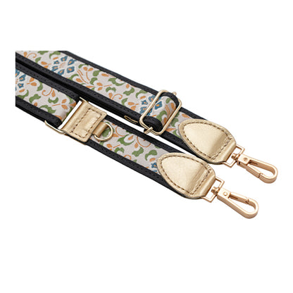 【WEB限定】P.S.SHOULDER STRAP【西陣織】 有職唐花（ベージュ）（縁ブラック）