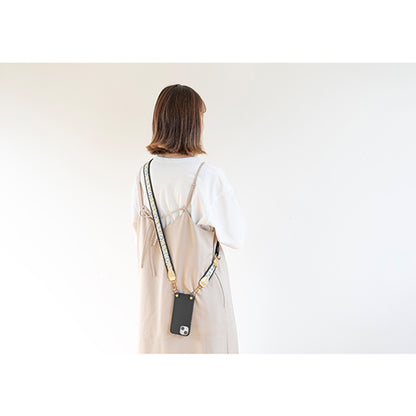 【WEB限定】P.S.SHOULDER STRAP【西陣織】 有職唐花（ベージュ）（縁ブラック）