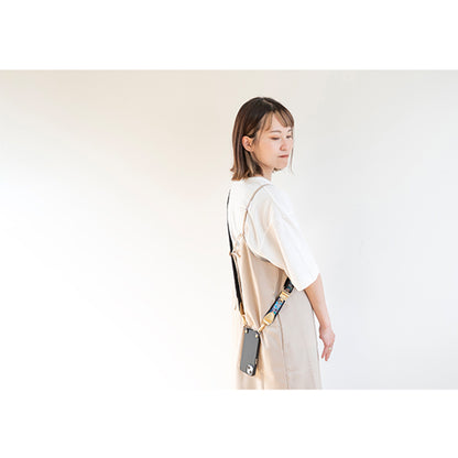 【WEB限定】P.S.SHOULDER STRAP【西陣織】 梅紋（紫色）（縁ブラック）