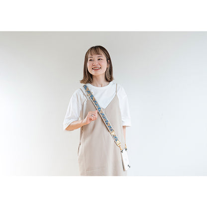 【WEB限定】P.S.SHOULDER STRAP【西陣織】 唐花唐草（青色）（縁ベージュ）