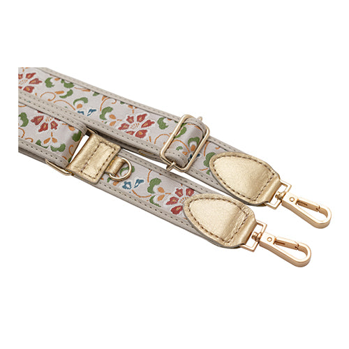 【WEB限定】P.S.SHOULDER STRAP【西陣織】 有職唐花（ベージュ）（縁ベージュ）