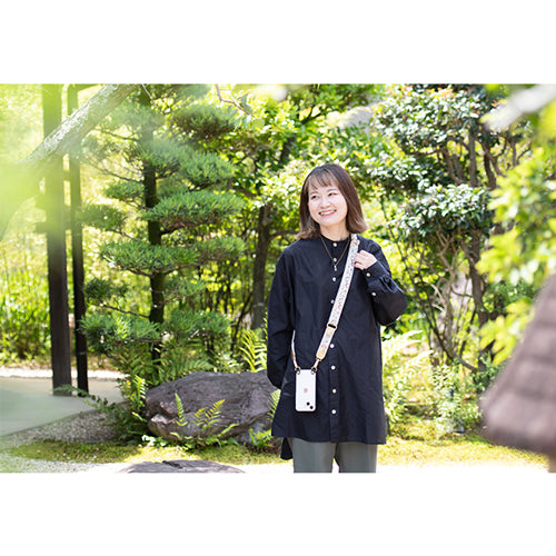 【WEB限定】P.S.SHOULDER STRAP【西陣織】 有職唐花（ベージュ）（縁ベージュ）