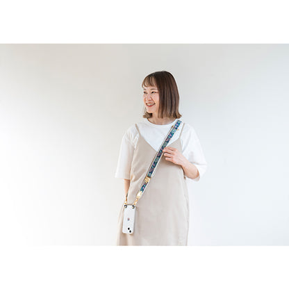 【WEB限定】P.S.SHOULDER STRAP【西陣織】 梅紋（紫色）（縁ベージュ）