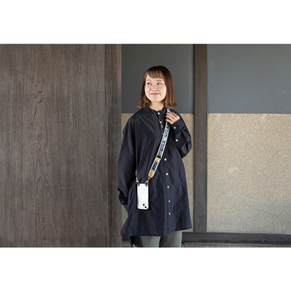 【WEB限定】P.S.SHOULDER STRAP【西陣織】 梅紋（紫色）（縁ベージュ）