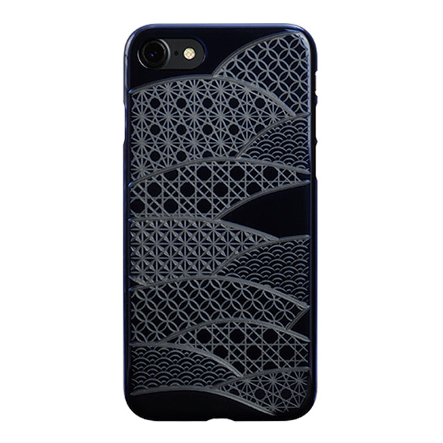 【Web限定】AIR JACKET ”kiriko” for iPhone8/7  千代柄・扇(藍)