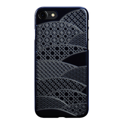 【Web限定】AIR JACKET ”kiriko” for iPhone8/7  千代柄・扇(藍)