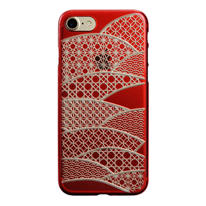 【Web限定】AIR JACKET ”kiriko” for iPhone8/7 千代柄・扇(紅)