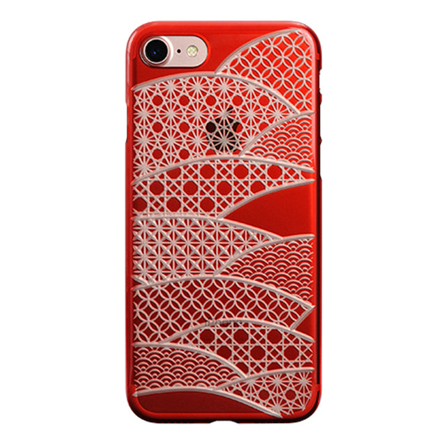 【Web限定】AIR JACKET ”kiriko” for iPhone8/7 千代柄・扇(紅)