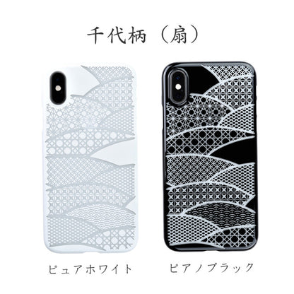 【Web限定】Air Jacket “kiriko” for iPhone XS 千代柄 (扇) ピアノブラック