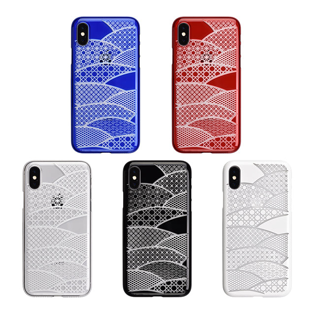 【Web限定】AIR JACKET ”kiriko” for iPhone X 千代柄・扇 (ピアノブラック)