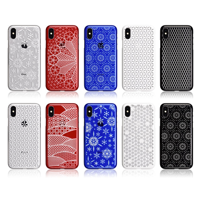 【Web限定】AIR JACKET ”kiriko” for iPhone X 千代柄・扇 (クリア)